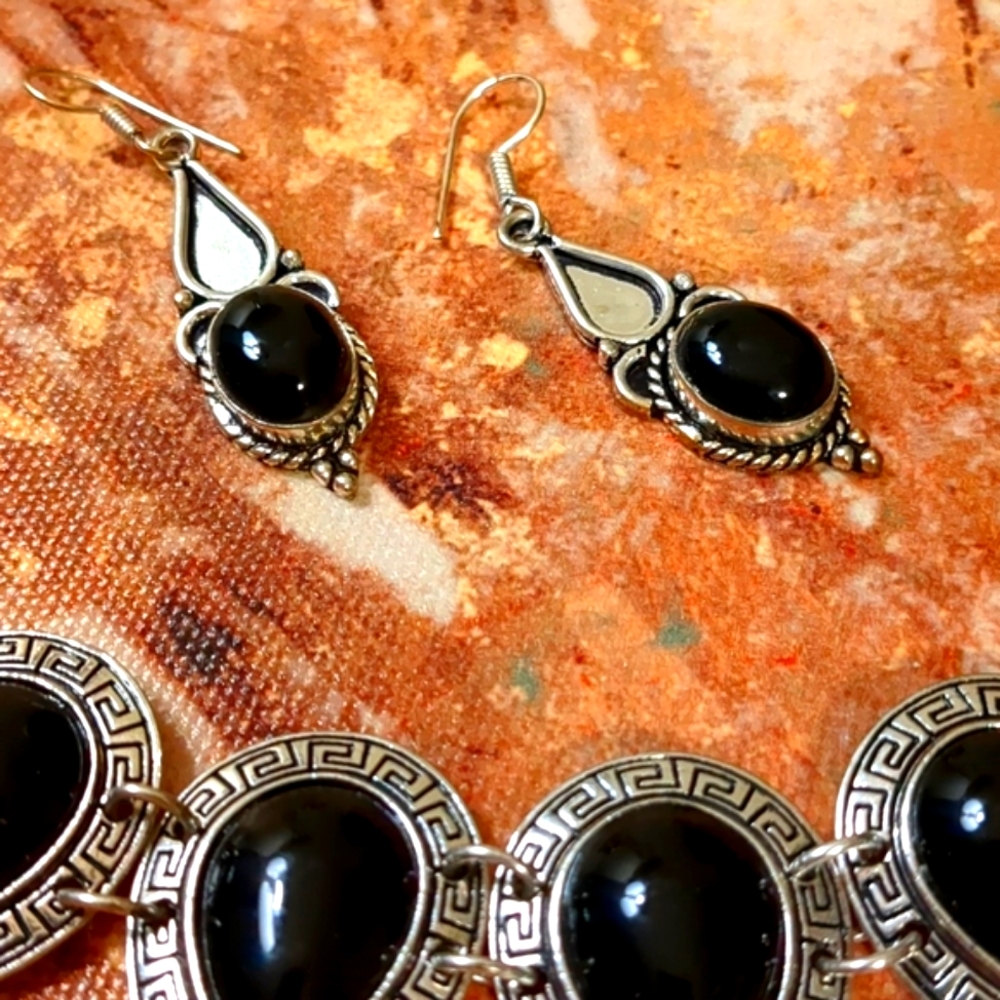 ????? Silver & Black Onyx Bracelet Set - Picture 2 of 7